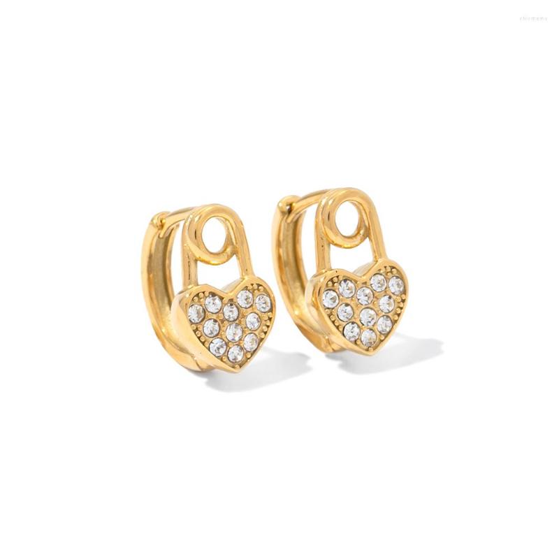 

Hoop Earrings Youthway Elegant Stainless Steel White Rhinestone Heart Drop Waterproof Bling Trendy Jewelry For Women Gift