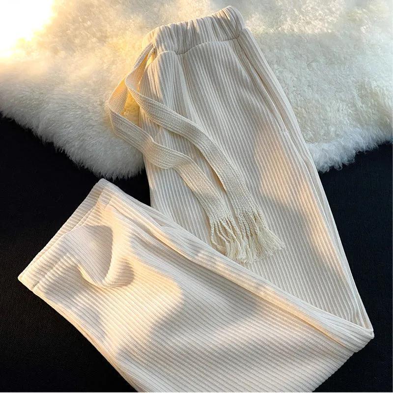 

Women' Pants Autumn Women Corduroy Wide Leg Chic Loose High Waist Teenager Workout Wear, Black