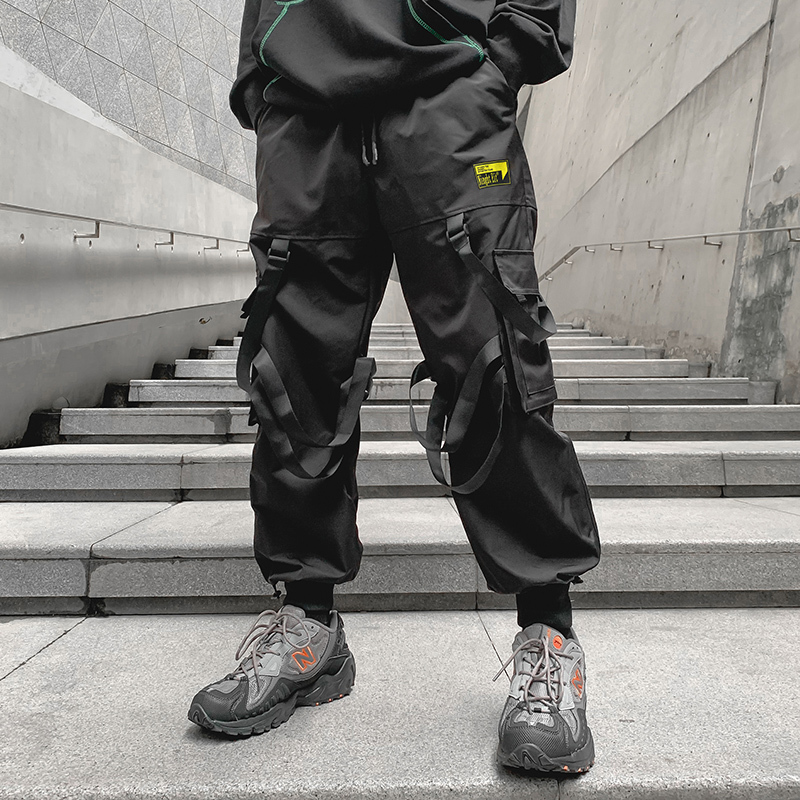 

Men's Pants MultiPocket Cargo Pants Men Harajuku Hip Hop Streetwear Joggers Man Elastic Waist Sweatpants Male Trousers 221010, Black
