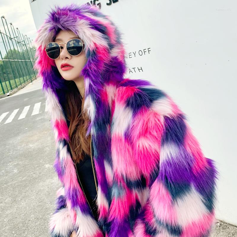 

Women' Fur Female Warm Faux Coats Winter Hooded Jackets Outerwear Fake For Women 2022 Arrivals Streetwear X218, Mixed