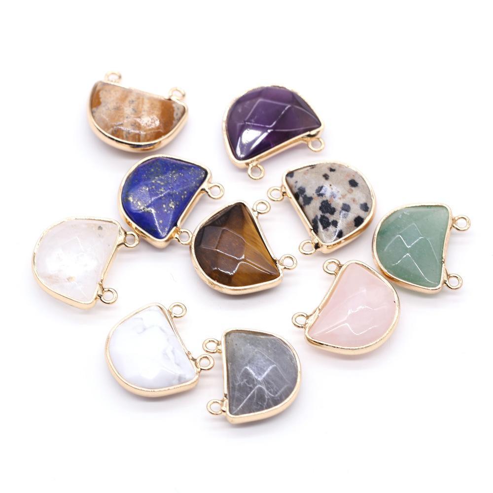 

Charms Semicircle Natural Stone Chakra Charms Rose Quartz Healing Reiki Amethyst Crystal Pendant Finding For Diy Men Necklaces Jewelr Dhric