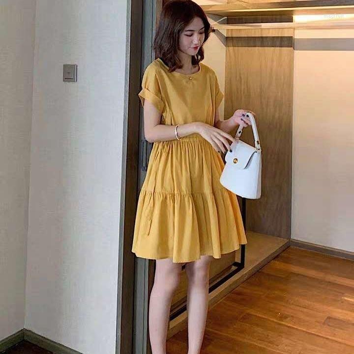 

Casual Dresses 2022 Loose Elegant Korean Tunics Prom Women's Yellow Linen Vintage Aesthetic Summer Light Dress Fashion Midi Robe, Black
