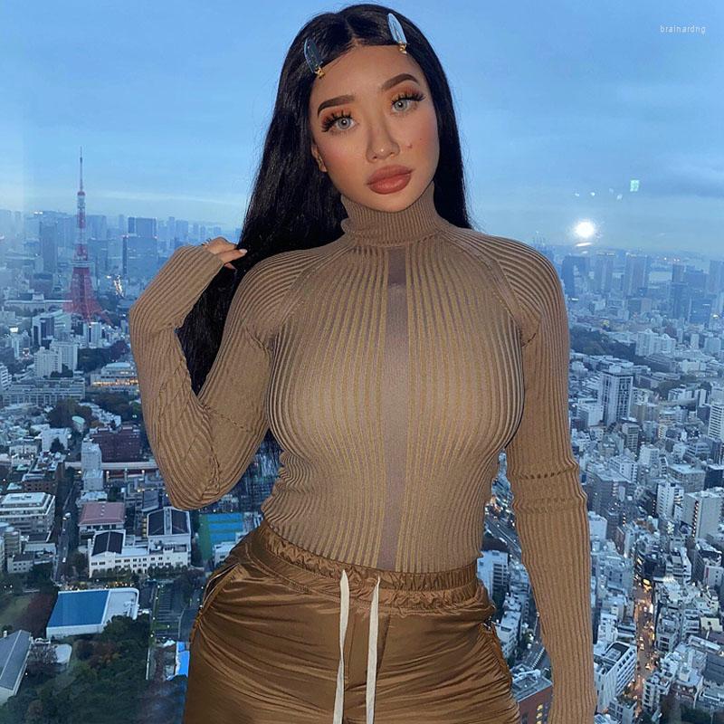 

Women' Sweaters 5-Color Self-Retaining Ultra-High Elastic With The Same Color Thread Small High-Necked Collar Slim Warm Long-Sleeved Thick, Color-3