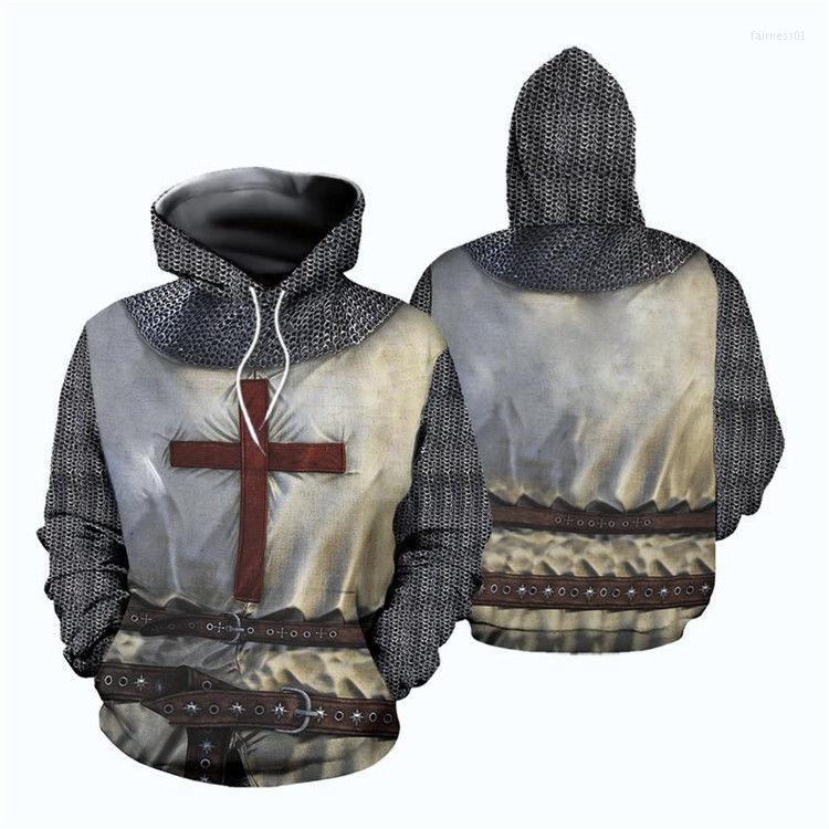 

Men's Hoodies Spring And Autumn Sweatshirt Men's Hoodie Knights Templar Armor Cross Pattern European American Sweater, Kuijiahongshizi