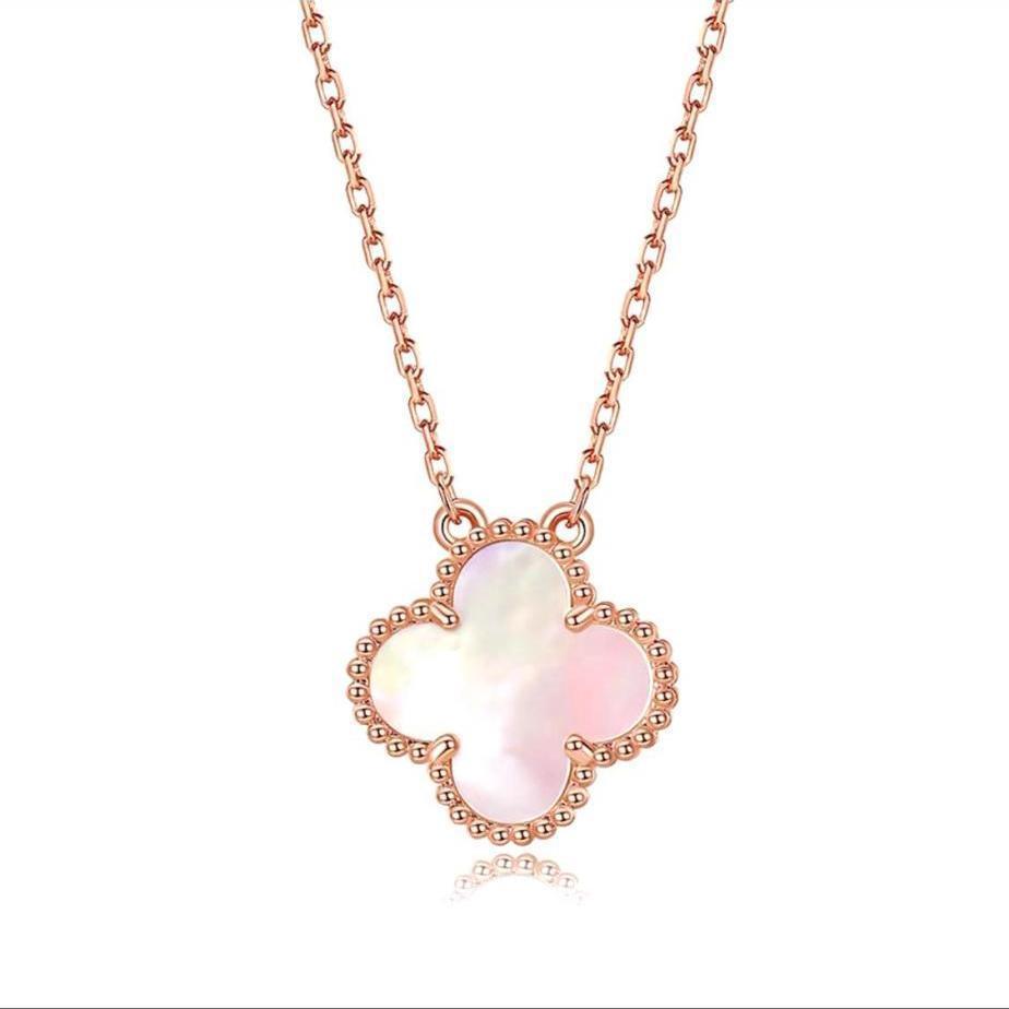 

Fashion luxury Classic 4 Four Leaf Clover Necklaces Pendants Mother of Pearl Plated 18K Gold Rose for Women&Girl Valentine's Mothers Day Engagement Jewelry Gift