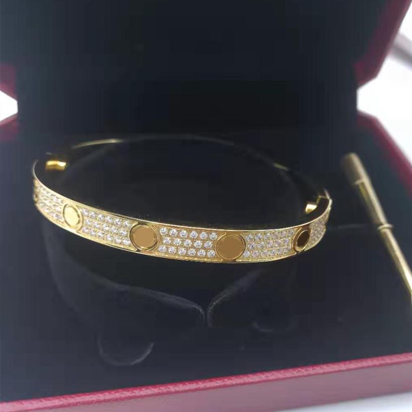 

Luxury Couple Diamond Bracelet Women Stainless Steel Rose Gold 3 Rows Fashion Jewelry In Hand Valentine Day Gift for Girlfriend Pr222y