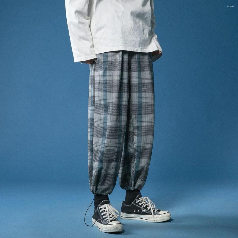 

Men's Pants 2022 Men's Loose Plaid Leggings Large Neutral Casual Long College Cotton Listing Fashion Couples Movement Korean, Blue