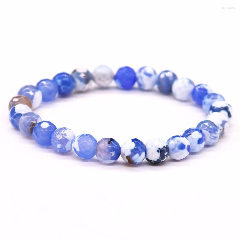 

Strand Classic Natural Stone Blue With White Section Onyx For Men Women Male Bijoux Pulseira Jewelry Gift