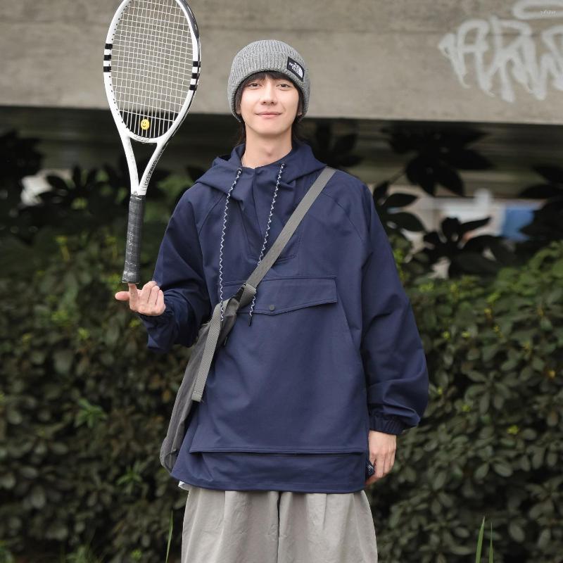 

Men's Jackets Oversized Hooded Cargo For Mens Japanese Fashion Trends Streetwear Teenage Loose Fit Pullover Coats Casual Tracksuit Top, Khaki