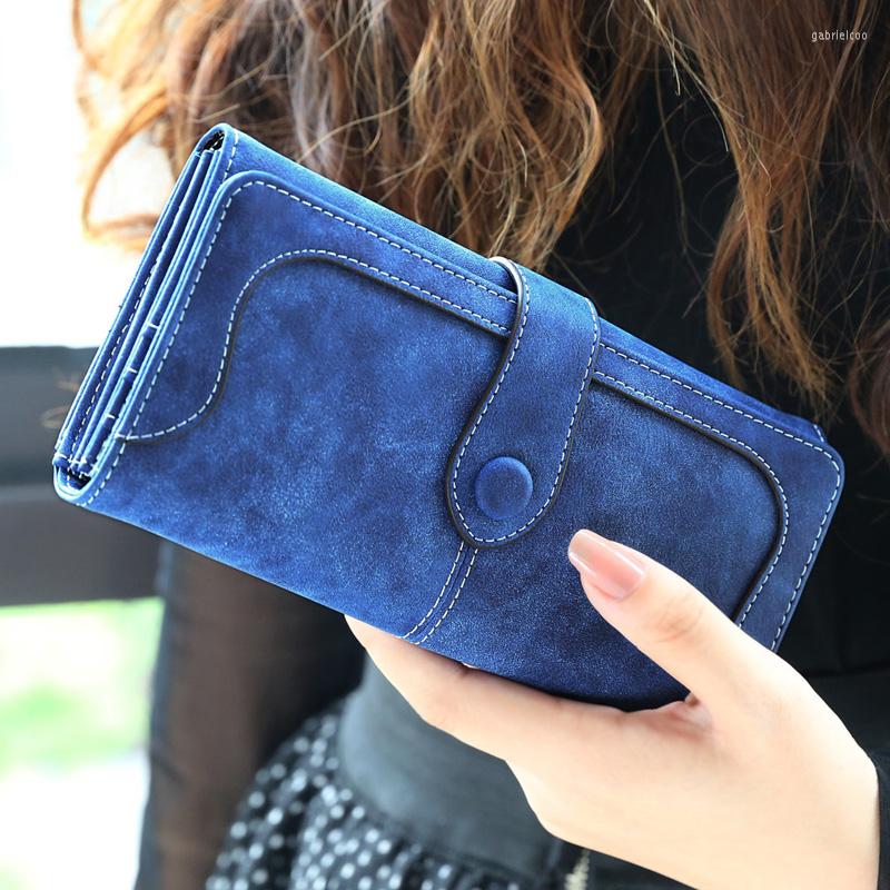 

Wallets Many Departments Faux Suede Long Wallet Women Matte Leather Lady Purse High Quality Female Card Holder Clutch Carteras, Black