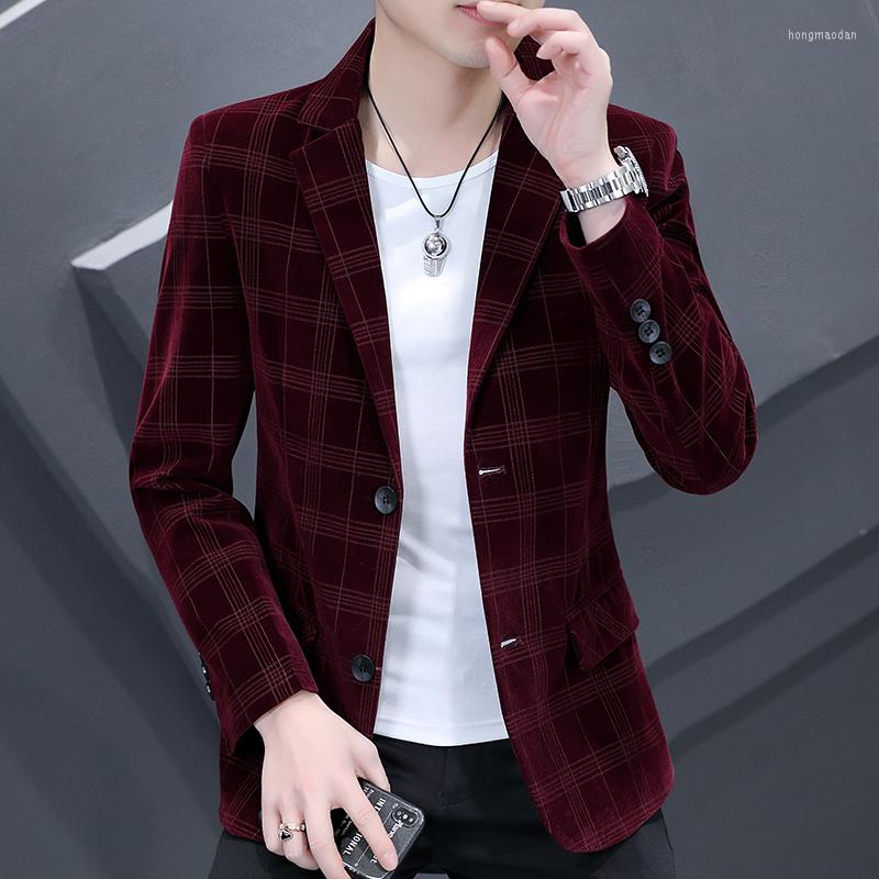 

Men's Suits 2022 Plaid Blazers Luxury Corduroy Men Slim Fit Casual Suit Jacket Business Social Office Dress Coat Streetwear Clothing, Black