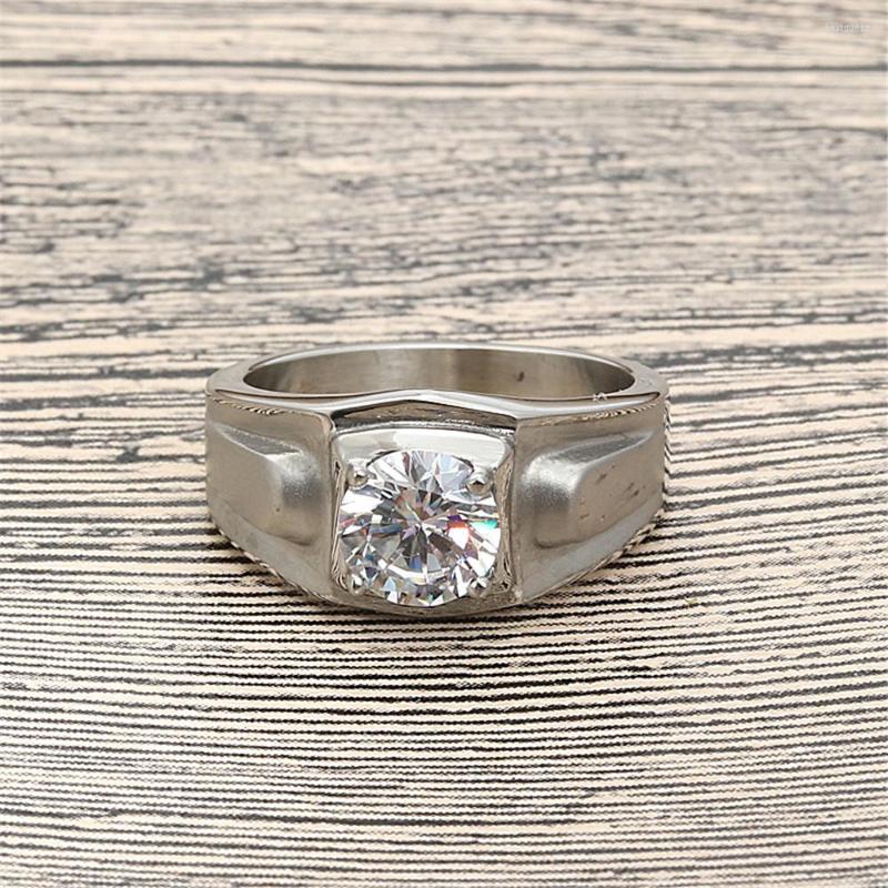 

Wedding Rings Fashion Jewelry Stainless Steel Stone Ring Men Trendy Simple Punk Gift 21019