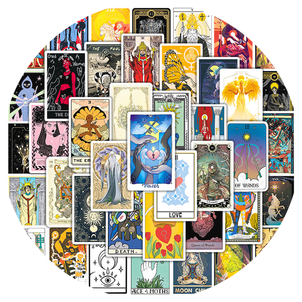 

Wholesale 50Pcs Tarot-Card Stickers Skate Accessories Vinyl Waterproof Sticker For Skateboard Laptop Luggage Phone Case Car Decals Party Decor