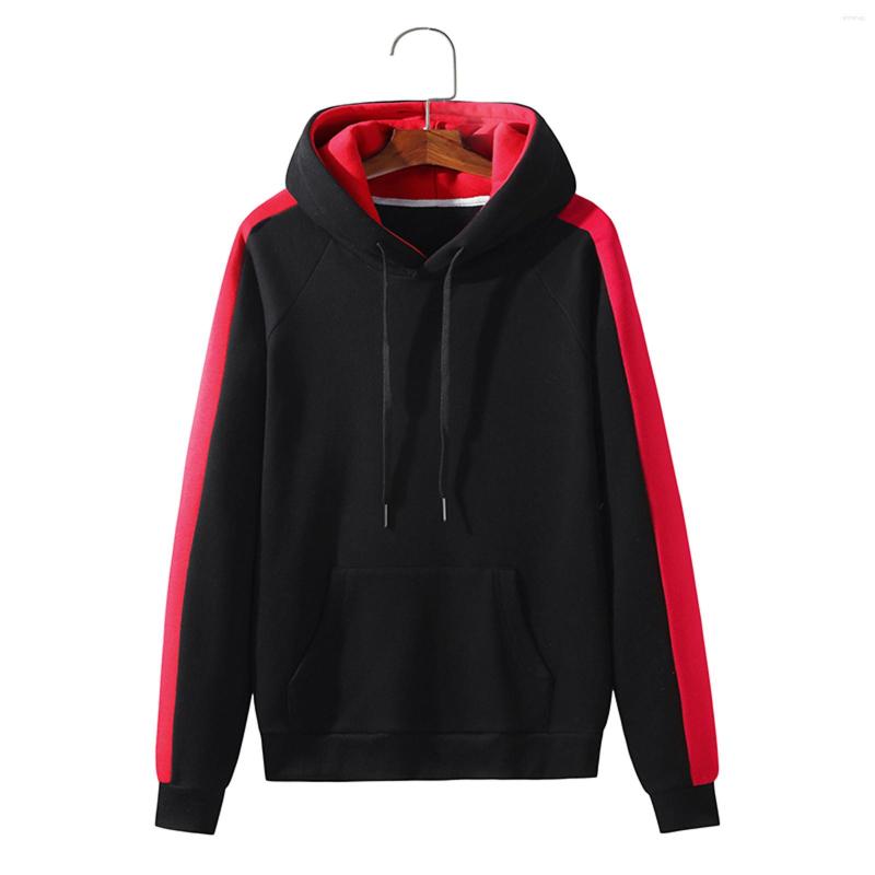 

Men's Hoodies Sweatshirts Men Casual White Black Patchwork Long Sleeve Sweatshirt Teens Autumn WInter Outwear Coat With Pocket 2184