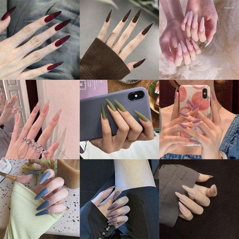 

False Nails 24pcs/Box Press On Manicure Tool Detachable Full Cover Fake Stiletto Bow Wearable Nail Tips, 01