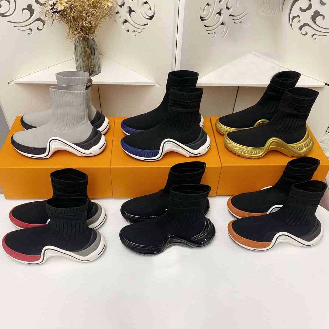 

Famous Brand Women's Casual Shoes Top Designer Fashion High Collar Grey Knitted Socks Outdoor Jogging Walking Sports Coach Basketball Shoes Party Box Size 35-41
