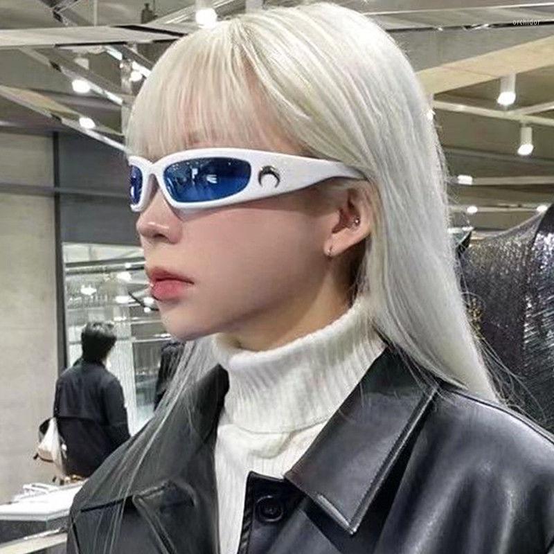 

Sunglasses 2022 Moon Rectangular For Women Man Vintage Outdoor Cycling Sports Hip Hop Punk UV400 Trend Female