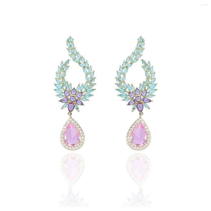 

Dangle Earrings Cubic Zircon CZ Leaf For Wedding Crystals Earring Bridesmaid Women Girl Birthday Party Jewelry CE11100