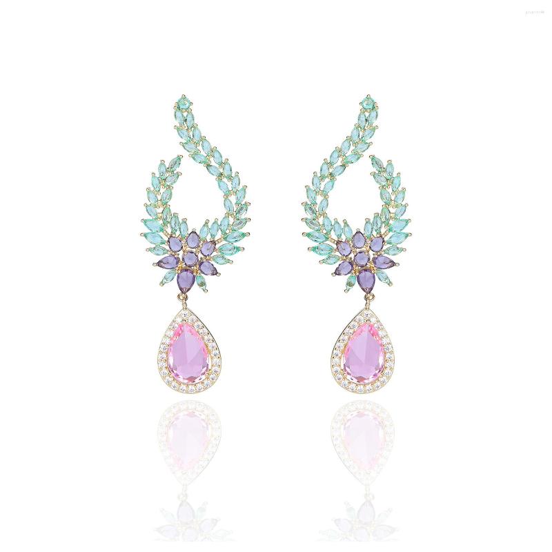 

Dangle Earrings Cubic Zircon CZ Leaf For Wedding Crystals Earring Bridesmaid Women Girl Birthday Party Jewelry CE11100