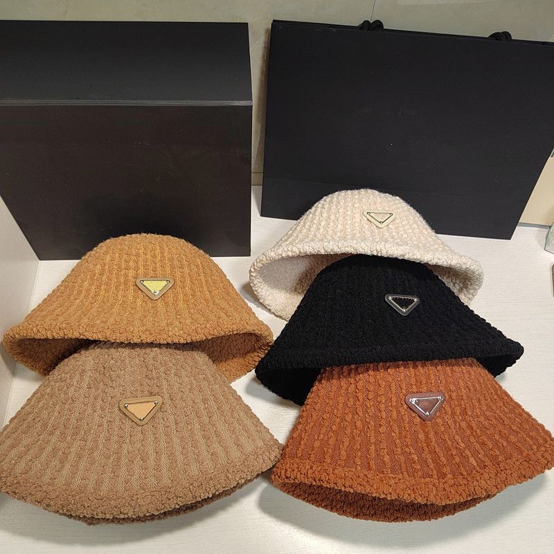 

Women Triangle Winter Fleece Designer Stingy Brim Hats Cashmere Bucket Hat Fashionable Wool Metal Triangle Autumn Fisherman Caps, 01
