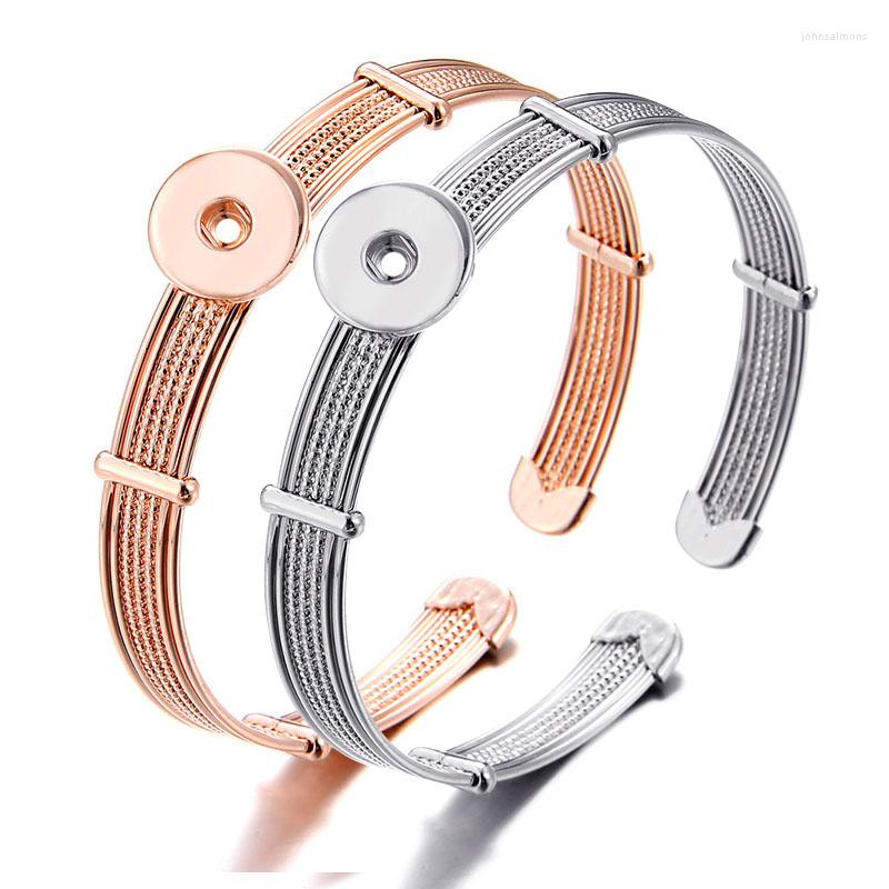 

Charm Bracelets SG0237 Fashion Metal Silver Color/Rose Golden Snap Bracelet Bangle Fit 12MM Buttons DIY Accessories Gift Wholesale