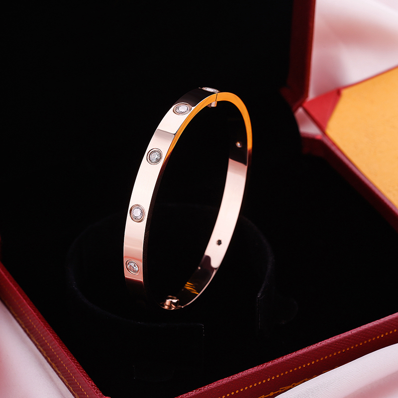 

Bangle lovers Bangles Steel Oval Couple Women no 4 10 stoneS Screw Bracelets Femme Bijoux Pulseira no box 221008