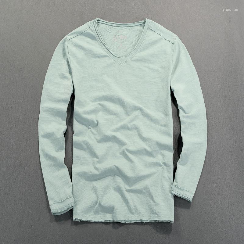 

Men' T Shirts 2022 Autumn Long Sleeve T-shirts For Men Cotton Basic Oversize Vintage Pullovers Tops, O-neck green