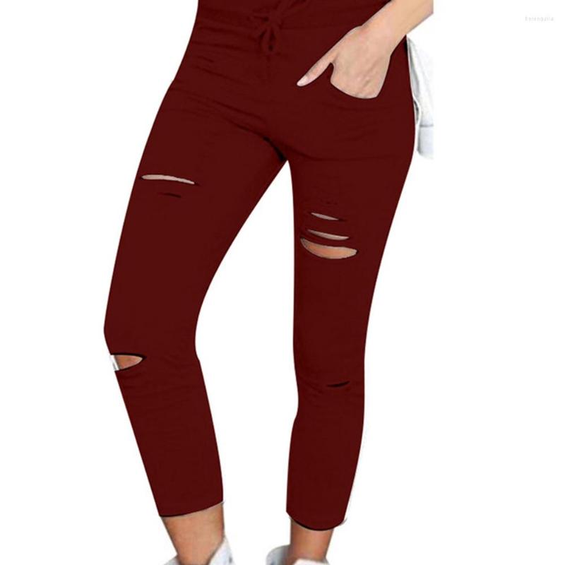 

Women's Pants Hirigin Fashion Women' S Ripped Jeans Skinny Pencil High Waisted Stretch Slim Leggings Trousers Beggar, White
