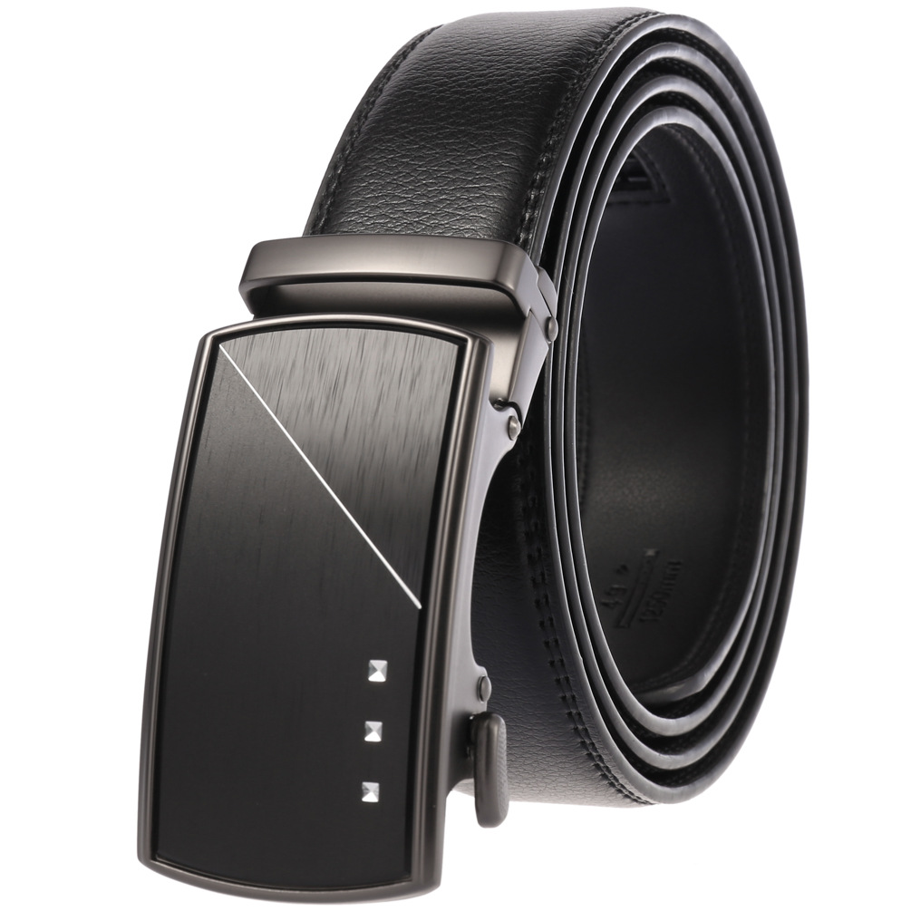 

Men's Fashion 100% Genuine Leather Belts For Metal Automatic Buckle Strap Male Jeans Cowboy, With box