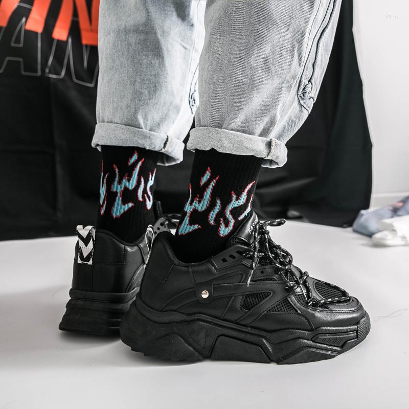 

Men's Socks Flame Men's Mid-tube Spring Fashion Women Couple Models Pure Cotton Hip-Hop Personality Gift Harajuku Street Long, Lw1781