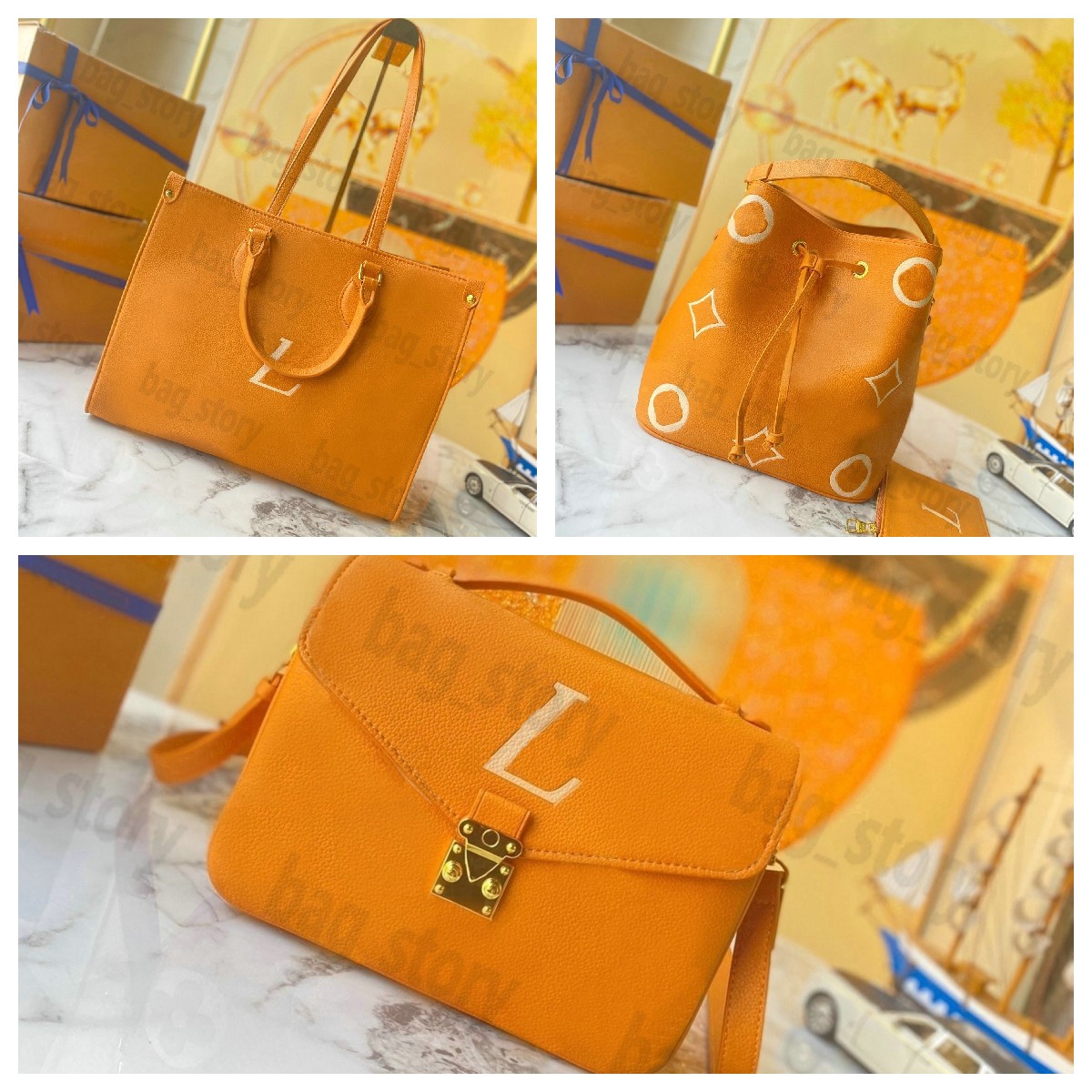 

Fall-Winter 2022 Designer Bag NeoNoe Bucket Women ONTHEGO Shoulderbag Metis Flap Messenger On The Go Handbag Orange Leather Monograms Letter Cross Body