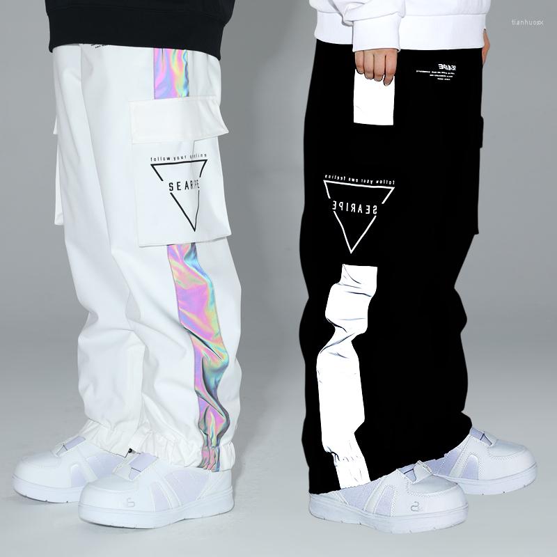 

Skiing Pants Ski Winter Couple Tooling Snowboard Reflective Night Slip Men's And Women's Suit Waterproof Warm Equipment, White