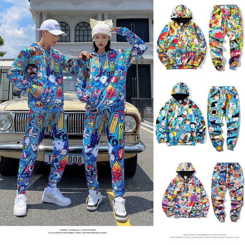 

Men' Tracksuits 2 Piece Set Novelty Cartoon Animal Print Long Sleeve Coat And Pants Fall Casual Sweatshirt Street Chic Fashion Tracksuits -6XL, 7025