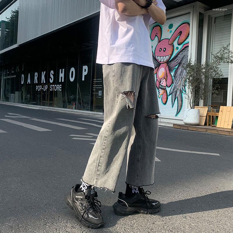 

Men' Jeans Men Pants Harajuku Ripped JeansBasic Printing Teens Streetwear Casual Workout Trouser Loose Hip Hop Unisex, Blue