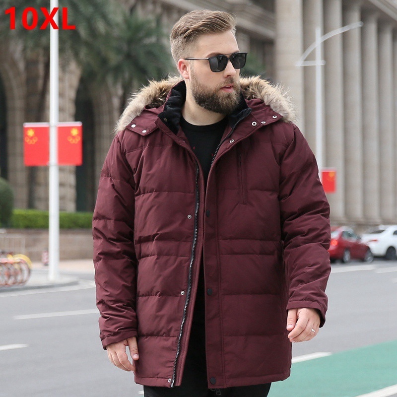 

Men's Down Parkas Winter men plus fertilizer  down jacket 8xl 260 kg long section oversized 160kg 10XL9XL plus size Winter coat 221010, Burgundy