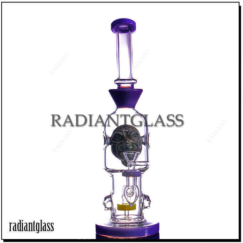 

Hookahs Skull Percolator Frosted Glass Bong Heavy Water Beaker Bong With 14mm Male Bowl Accessories