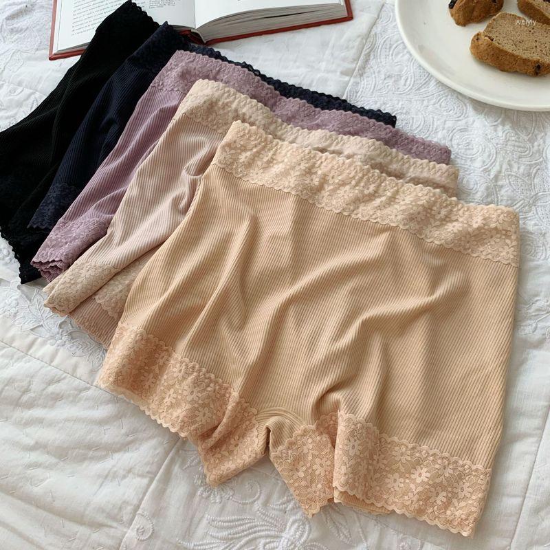 

Women's Panties Famale Safety Pants Boxer Briefs For Womens Solid Color Thread Cotton Shorts Lace Short Women Black