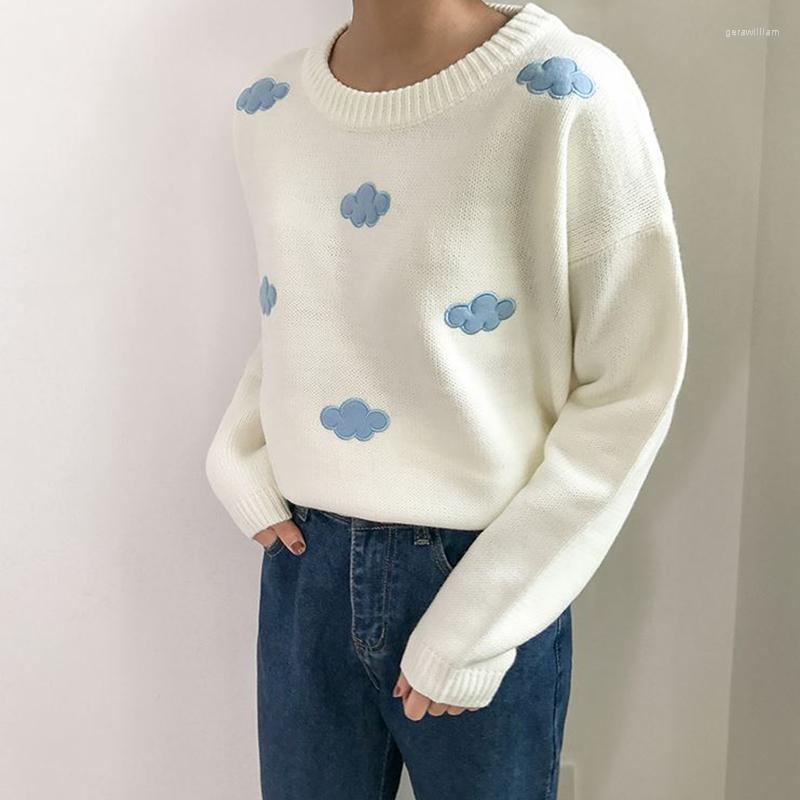 

Women's Sweaters Women Casual Knit Sweater Jumpers Tops Cute Cloud Pattern Long Sleeve Round Neck Pullover Knitwear Autumn Winter Female, Pink