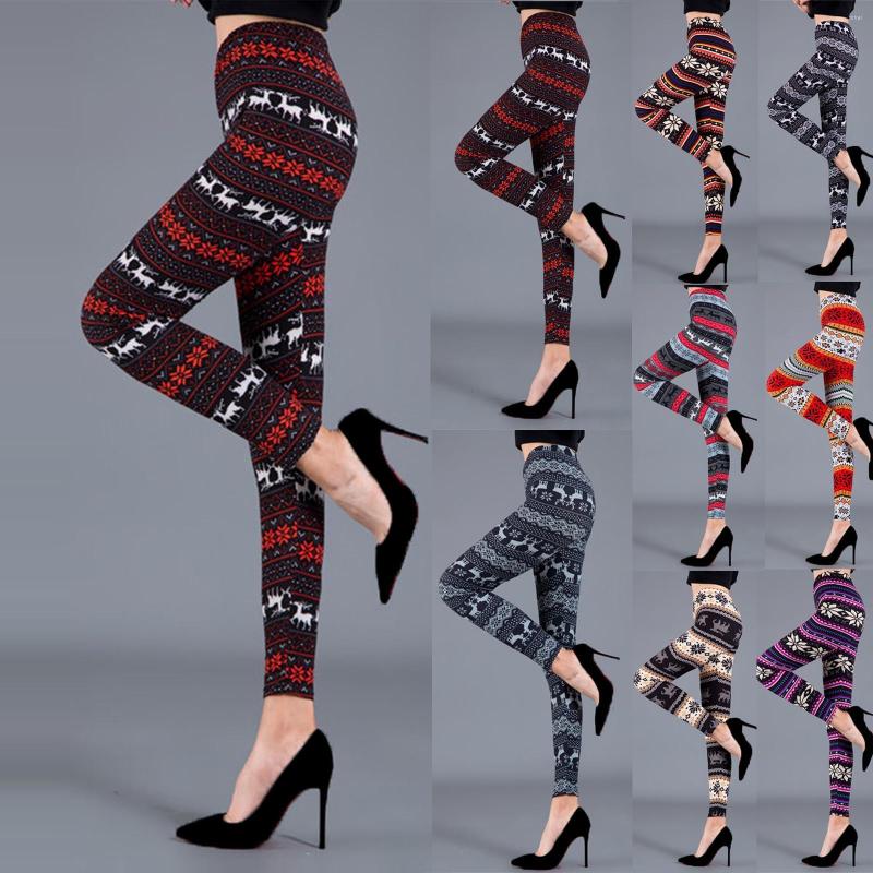 

Women's Leggings Ladies High Waist Winter Christmas Pants Printing Casual Long Slim For Women, Red