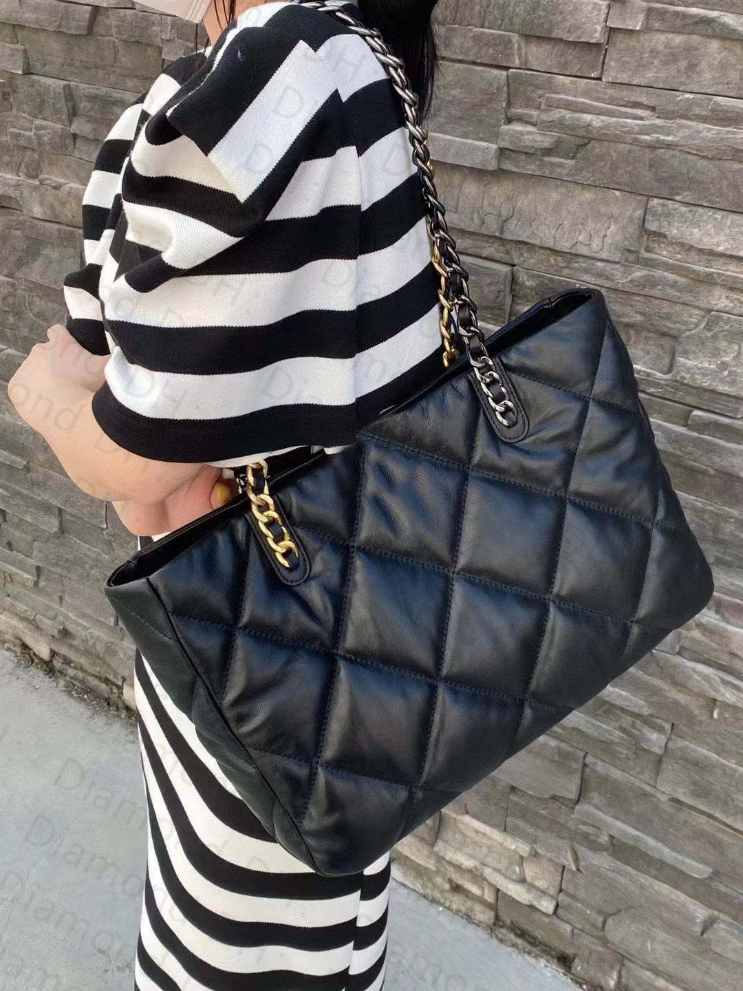 

Luxury designer Shopping Bag Totes Large capacity Genuine Leather Diamond Lattice Handbags Women Designer Shoulder Crossbody Bags chain Handbag