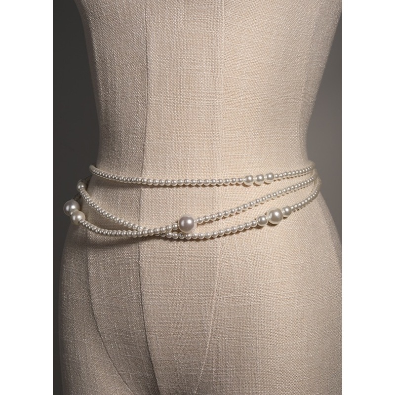 

Waist Chain Belts Women's Original Designer Pearl Adjust Long Body Belt on Pants Dress Clothes Accessories Gift Female Harness Fashion 221010, Pearl waist chain