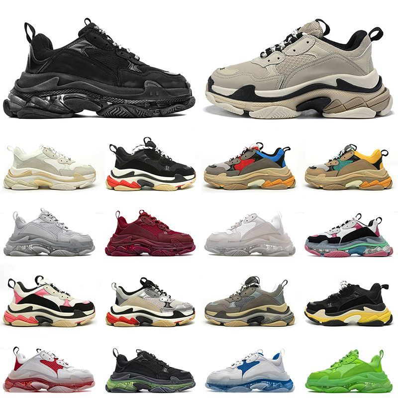 

Casual boots Platform Sneakers Mens Trainers Black White Beige Dark Grey Orange Green Rust Pink Bred Silver Jogging Walking Triple S Designer Men Women, Box