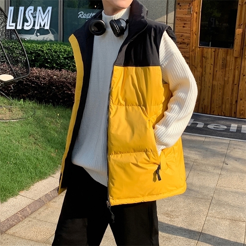

Men's Vests LISM Mens Vest Jacket Warm Sleeveless Men Jacket Fashion Casual Patchwork Winter Waterproof Vest Men Autumn Thick Waistcoat 221010, Orange hx812
