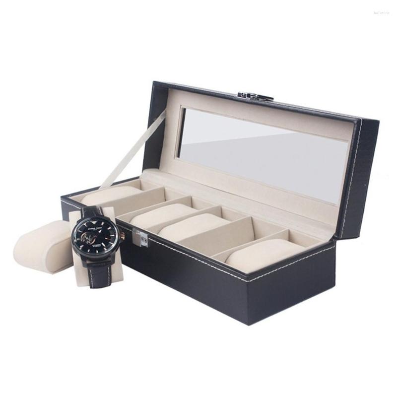 

Watch Boxes 6 Slot Pu Leather Box Display Case Organizer Jewelry Storage