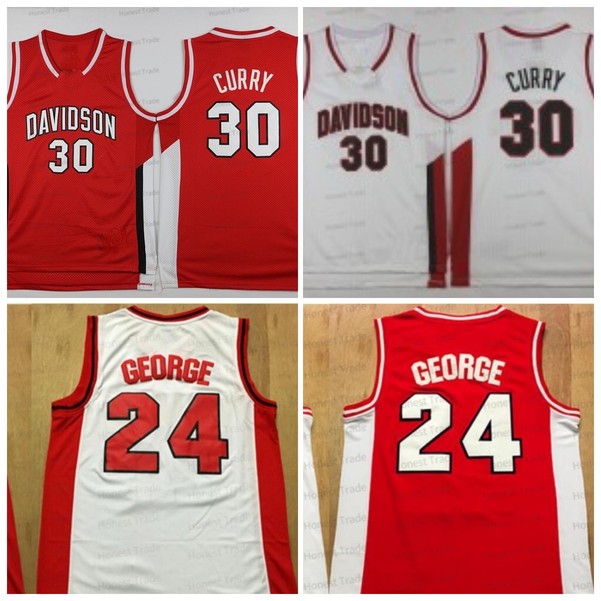 

NCAA 24 Paul Basketball Jersey 30 Stephen Davidson High School Curry White Red College Mens Jerseys Stitched, Men jersey