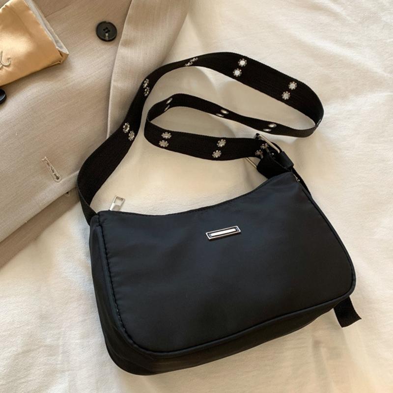 

Evening Bags Simple Black Nylon Shoulder Bag For Women Fashion Armpit Designer Crossbody Shopping Girls Messenger Handbag Sa, Black no backzipper