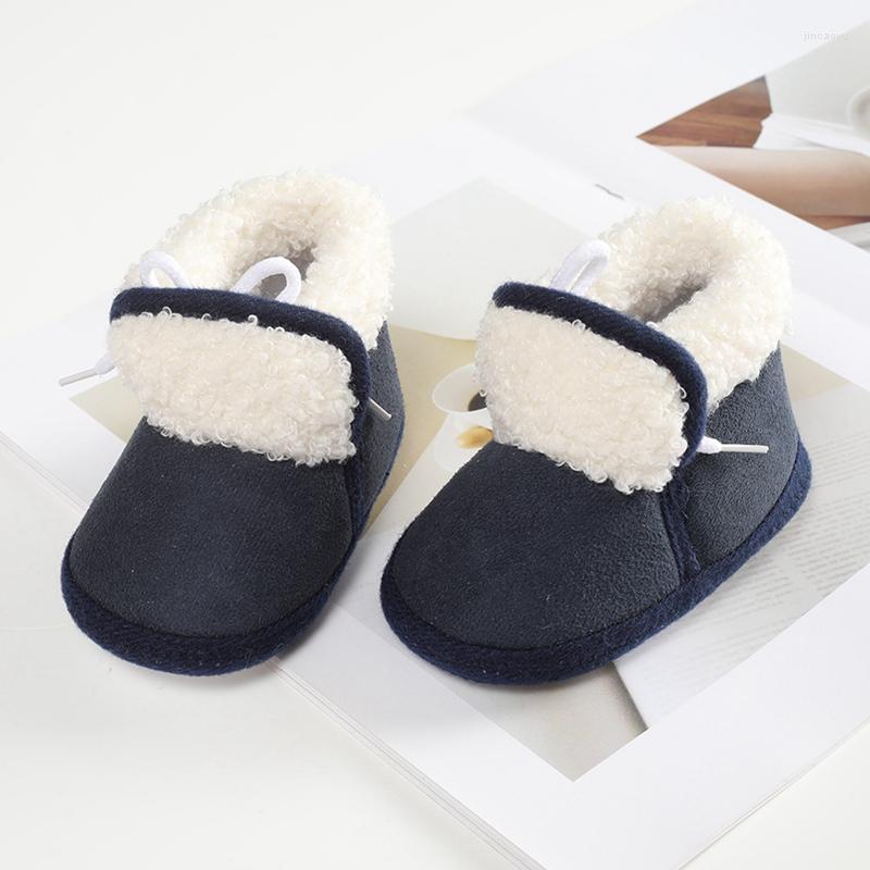 

Boots Baby Shoes Booties Boy Girl Winter Warm Anti-slip Soft Sole Borns First Walkers Infant Solid Crib, Gray