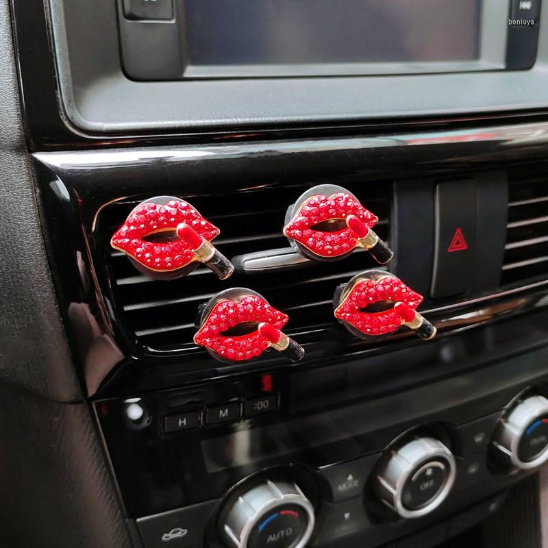 

Car Perfume Clip Red Diamond Lipstick Air Conditioner Outlet Bling Accessories Decoration