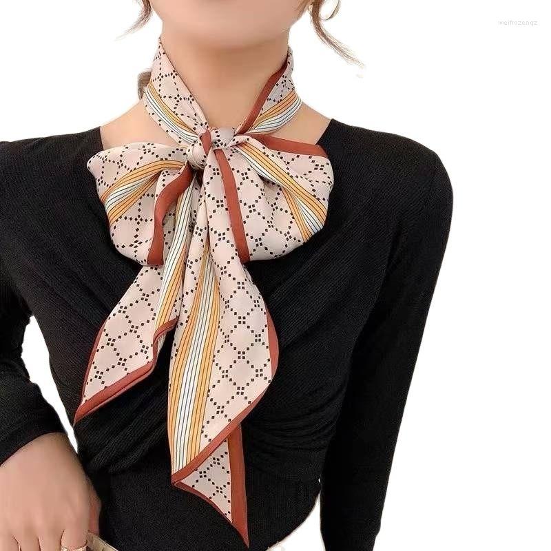 

Scarves Silk Scarf Fashion Printed Mulberry Blue Color Checked Double Ladies Dress Ribbon Scar