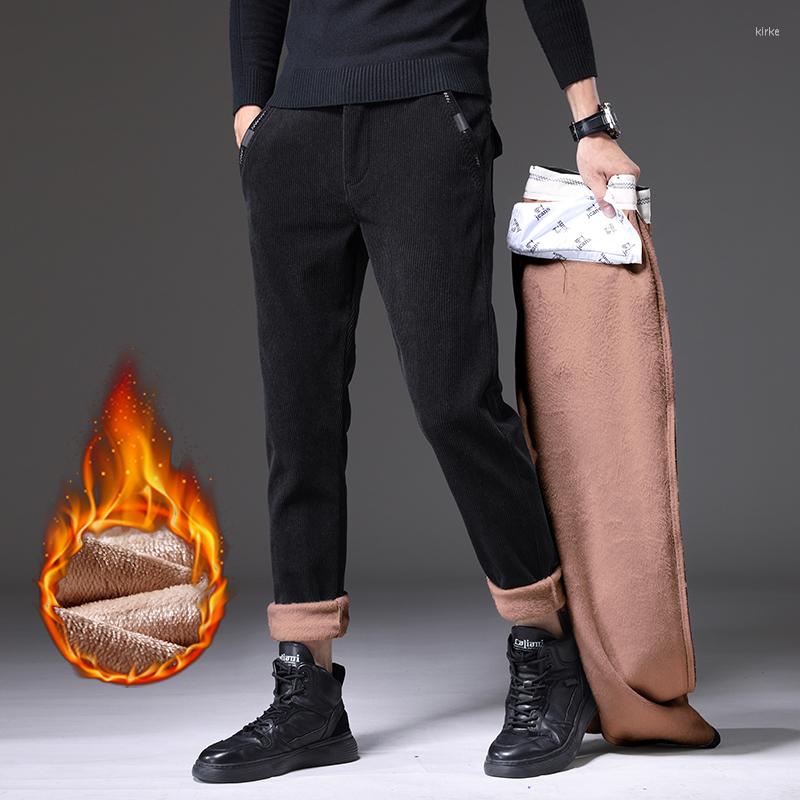 

Men's Pants Plush Trousers Men's 2022 Winter Products Thick Warm Casual Korean Style Slim Stretch Youth Clothing, Jr2059 black